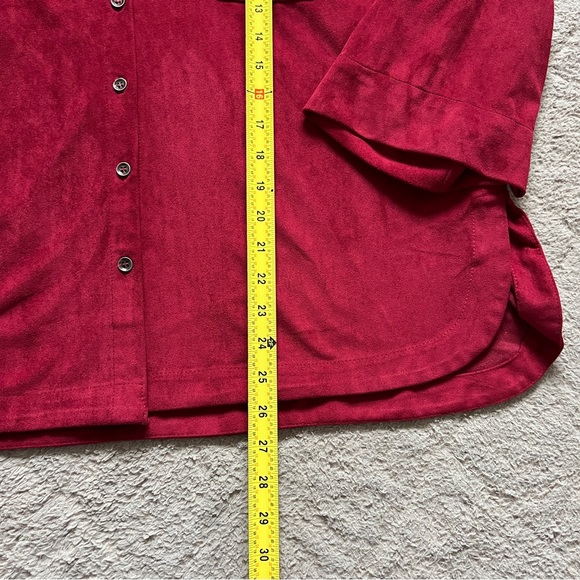 Umgee Red Faux Suede 3/4 Sleeve Blouse Women’s Size XL - Picture 8 of 8